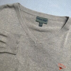 Thomas Bros V-Neck Sweater Mens Large Tan Texas Longhorns Cotton Pullover